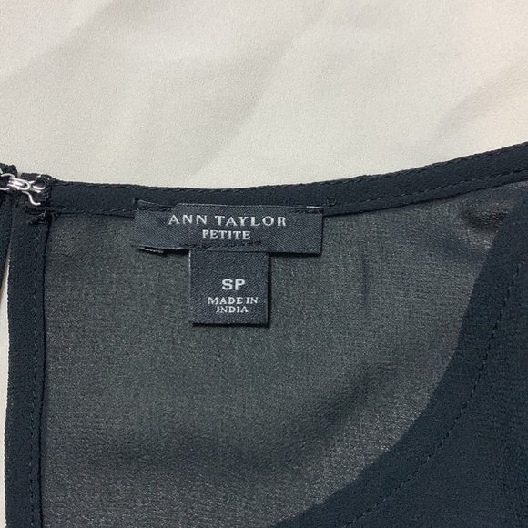 Ann Taylor beige and black sheer blouse with 3/4 length sleeves - Picture 7 of 8